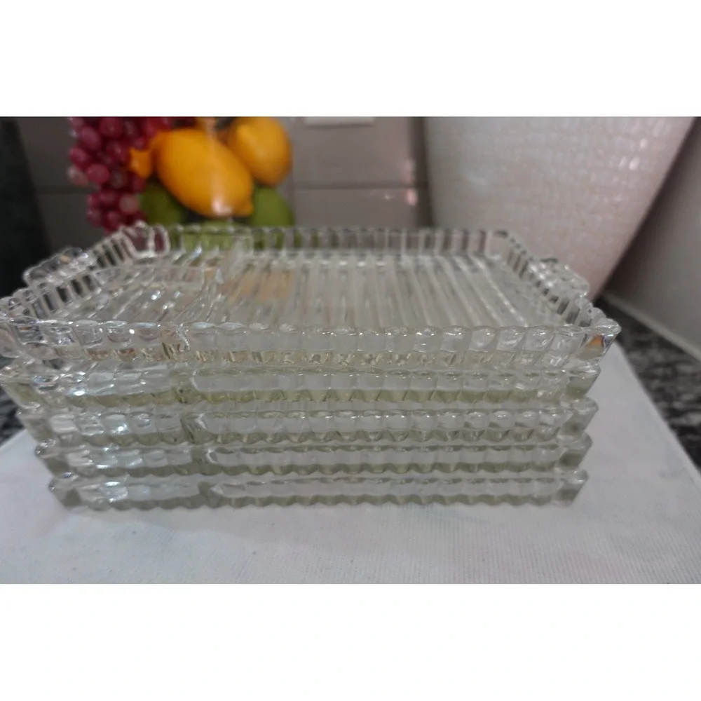 Vintage Hazel Atlas Glass‎ Snack Tray: 5-Compartment Relish Dish